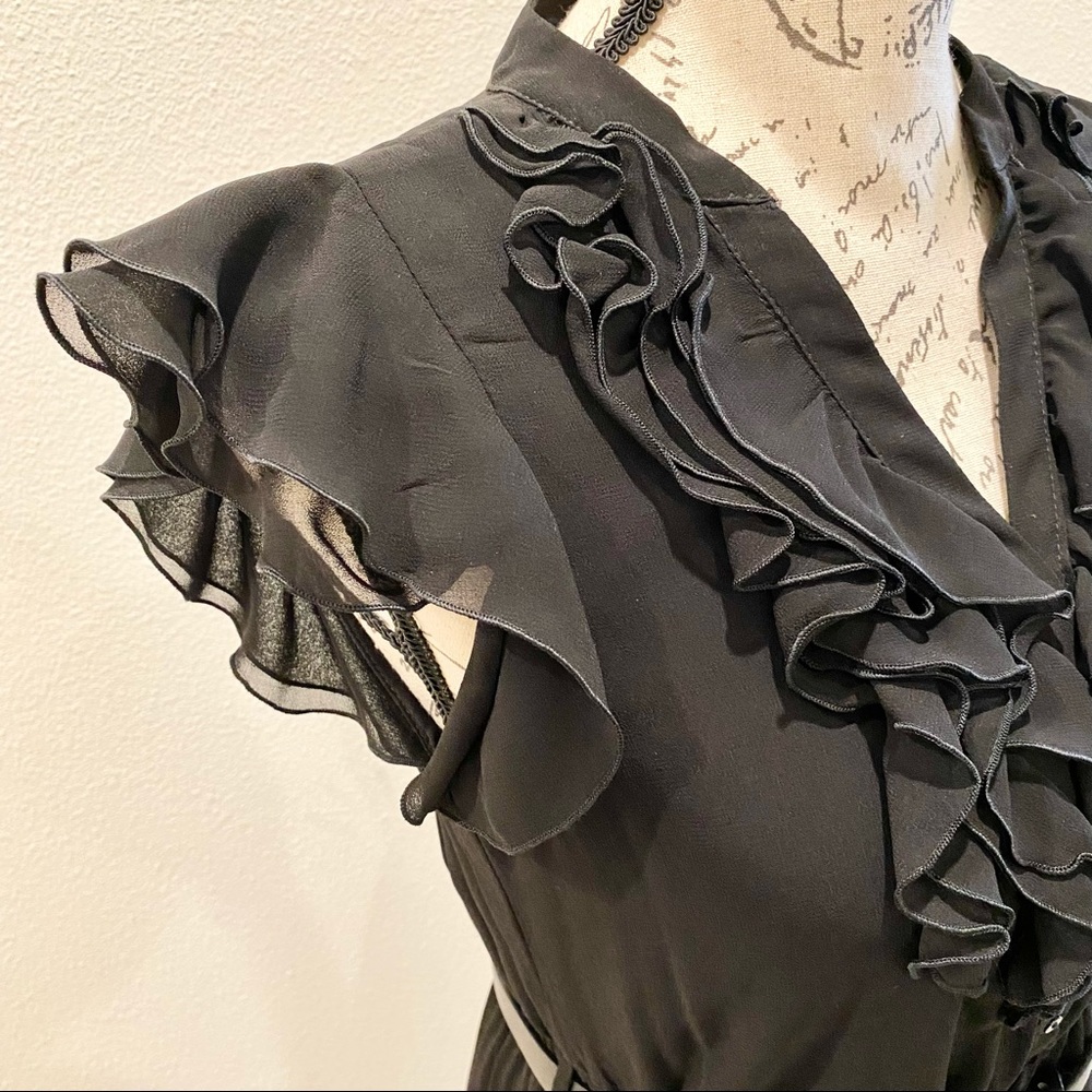 Vintage Zara Basic Collection V-Neck Ruffle Sleeves Dress - Picture 5 of 16
